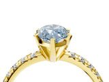 Yellow gold Fancy Blue Marquise Cut Diamond Solitaire Pavé Engagement Ring with Round Band and Prong Setting_36