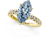 Yellow gold Fancy Blue Marquise Cut Diamond Solitaire Pavé Engagement Ring with Round Band and Prong Setting_69