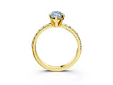 Yellow gold Fancy Blue Marquise Cut Diamond Solitaire Pavé Engagement Ring with Round Band and Prong Setting_71
