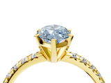 Yellow gold Fancy Blue Marquise Cut Diamond Solitaire Pavé Engagement Ring with Round Band and Prong Setting_72