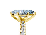 Yellow gold Fancy Blue Marquise Cut Diamond Solitaire Pavé Engagement Ring with Round Band and Prong Setting_73