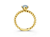 Yellow gold Fancy Blue Marquise Cut Diamond Solitaire Ring with Beaded Band and Prong Setting_301