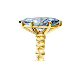 Yellow gold Fancy Blue Marquise Cut Diamond Solitaire Ring with Beaded Band and Prong Setting_303