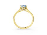 Yellow gold Fancy Blue Marquise Cut Diamond Solitaire Ring with Flower Prong Setting and Classic Band_39