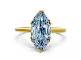 Yellow gold Fancy Blue Marquise Cut Diamond Solitaire Ring with Flower Prong Setting and Classic Band_84