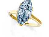 Yellow gold Fancy Blue Marquise Cut Diamond Solitaire Ring with Flower Prong Setting and Classic Band_85