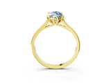 Yellow gold Fancy Blue Marquise Cut Diamond Solitaire Ring with Flower Prong Setting and Classic Band_87