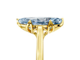 Yellow gold Fancy Blue Marquise Cut Diamond Solitaire Ring with Flower Prong Setting and Classic Band_89