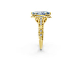 Yellow gold Fancy Blue Marquise Cut Diamond Solitaire Ring with Hidden Halo and Pavé Band_50