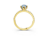 Yellow gold Fancy Blue Marquise Cut Diamond Solitaire Ring with Pavé Band and Four-Prong Setting_60