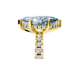 Yellow gold Fancy Blue Marquise Cut Diamond Solitaire Ring with Pavé Band and Four-Prong Setting_62