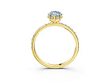Yellow gold Fancy Blue Marquise Cut Diamond Solitaire Ring with Pavé Band and Hidden Halo_24