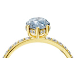 Yellow gold Fancy Blue Marquise Cut Diamond Solitaire Ring with Pavé Band and Hidden Halo_25