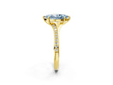 Yellow gold Fancy Blue Marquise Cut Diamond Solitaire Ring with Pavé Band and Prong Setting_14