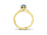 Yellow gold Fancy Blue Marquise Cut Diamond Solitaire Ring with Pavé Band and Prong Setting_15