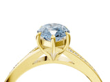 Yellow gold Fancy Blue Marquise Cut Diamond Solitaire Ring with Pavé Band and Prong Setting_16