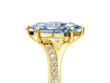 Yellow gold Fancy Blue Marquise Cut Diamond Solitaire Ring with Pavé Band and Prong Setting_17