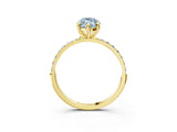 Yellow gold Fancy Blue Marquise Cut Diamond Solitaire Ring with Pave Band and Four Prong Setting_92