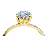 Yellow gold Fancy Blue Marquise Cut Diamond Solitaire Ring with Pave Band and Four Prong Setting_93