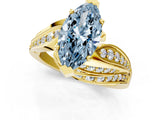Yellow gold Fancy Blue Marquise Cut Diamond Solitaire Ring with Prong Setting and Twisted Pavé Band_13