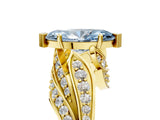 Yellow gold Fancy Blue Marquise Cut Diamond Solitaire Ring with Prong Setting and Twisted Pavé Band_17