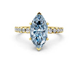 Yellow gold Fancy Blue Marquise Cut Diamond Solitaire Ring with Round  Pavé Band and Four-Prong Setting_34