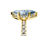 Yellow gold Fancy Blue Marquise Cut Diamond Solitaire Ring with Round  Pavé Band and Four-Prong Setting_39