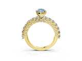 Yellow gold Fancy Blue Marquise Cut Diamond Solitaire Ring with Shared Prong Pavé Band and Four-Prong Setting_62