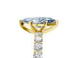 Yellow gold Fancy Blue Marquise Cut Diamond Solitaire Ring with Shared Prong Pavé Band and Four-Prong Setting_64