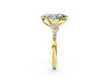 Yellow gold Fancy Blue Marquise Cut Diamond Solitaire Ring with Side Stones and Four-Prong Setting_94