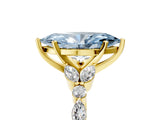 Yellow gold Fancy Blue Marquise Cut Diamond Solitaire Ring with Side Stones and Four-Prong Setting_97