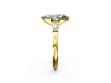Yellow gold Fancy Blue Marquise  Cut Diamond Solitaire Ring with Tapered Baguette Accents and Four-Prong Setting_64
