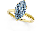 Yellow gold Fancy Blue Marquise Cut Diamond Solitaire Ring with Thin Band and Prong Setting_13