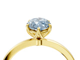 Yellow gold Fancy Blue Marquise Cut Diamond Solitaire Ring with Thin Band and Prong Setting_16