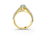 Yellow gold Fancy Blue Marquise Cut Diamond Solitaire Ring with Three-Row Pavé Band and Four-Prong Setting_40