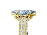 Yellow gold Fancy Blue Marquise Cut Diamond Solitaire Ring with Three-Row Pavé Band and Four-Prong Setting_42