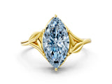 Yellow gold Fancy Blue Marquise Cut Diamond Solitaire Ring with Twist Band and Four-Prong Setting_102
