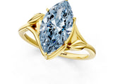 Yellow gold Fancy Blue Marquise Cut Diamond Solitaire Ring with Twist Band and Four-Prong Setting_103
