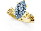 Yellow gold Fancy Blue Marquise Cut Diamond Solitaire Ring with Twisted Band and Prong Setting_223