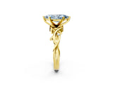Yellow gold Fancy Blue Marquise Cut Diamond Solitaire Ring with Twisted Band and Prong Setting_224