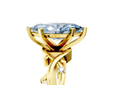 Yellow gold Fancy Blue Marquise Cut Diamond Solitaire Ring with Twisted Band and Prong Setting_227