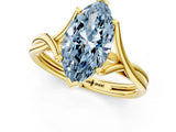 Yellow gold Fancy Blue Marquise Cut Diamond Solitaire Twist Band Prong Setting Ring_68