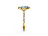 Yellow gold Fancy Blue Marquise  Cut Diamond Solitaire with Pave Band and Four-Prong Setting 3