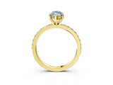 Yellow gold Fancy Blue Marquise  Cut Diamond Solitaire with Pave Band and Four-Prong Setting 4