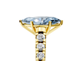Yellow gold Fancy Blue Marquise  Cut Diamond Solitaire with Pave Band and Four-Prong Setting_149