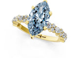 Yellow gold Fancy Blue Marquise Cut Diamond Solitaire with Side Stones, Pave Band, Four-Prong Setting_119