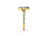 Yellow gold Fancy Blue Marquise Cut Diamond Solitaire with Side Stones, Pave Band, Four-Prong Setting_120