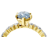 Yellow gold Fancy Blue Marquise Cut Diamond Solitaire with Side Stones, Pave Band, Four-Prong Setting_122