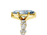 Yellow gold Fancy Blue Marquise Cut Diamond Solitaire with Side Stones, Pave Band, Four-Prong Setting_123