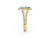 Yellow gold Fancy Blue Marquise Cut Diamond Split Shank Halo Ring with Four-Prong Setting_43